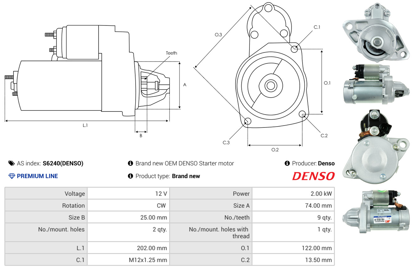 Starter - S6240(DENSO) AS-PL