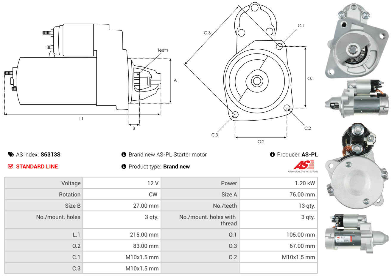 Starter - S6313S AS-PL