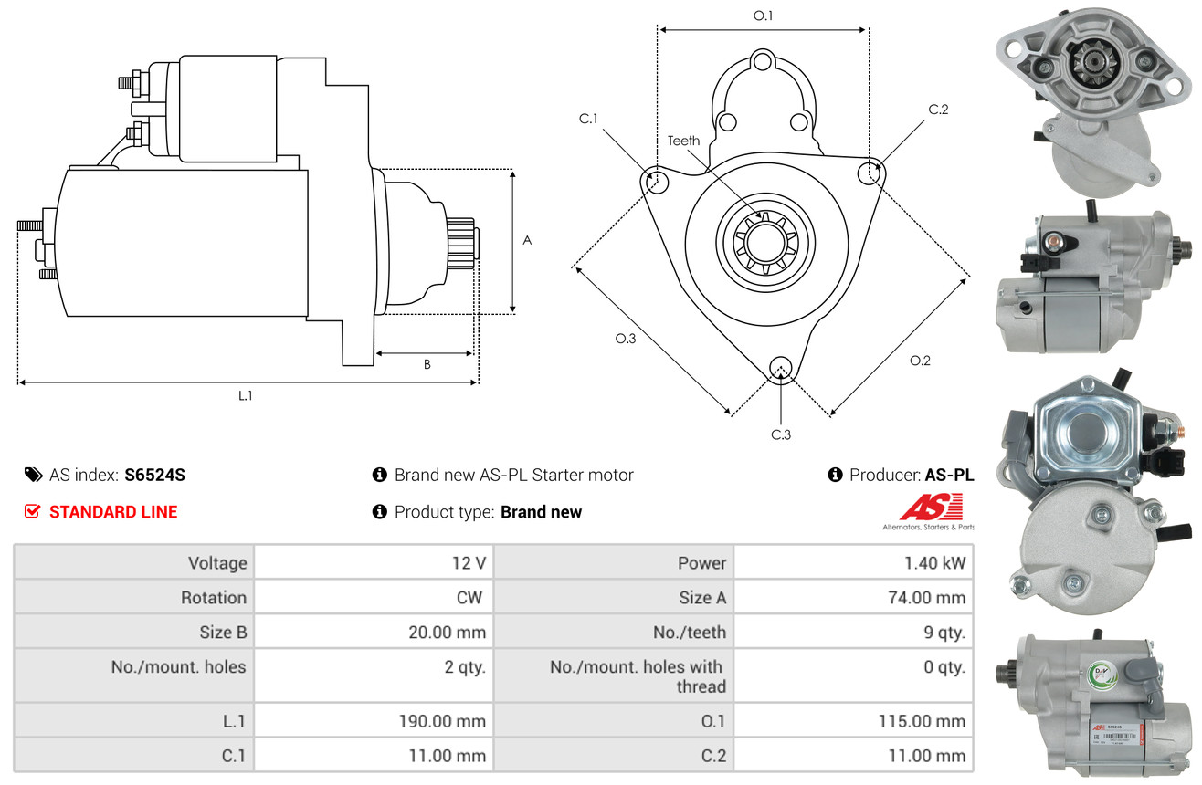 Carbon Brush, starter - SB1004 AS-PL