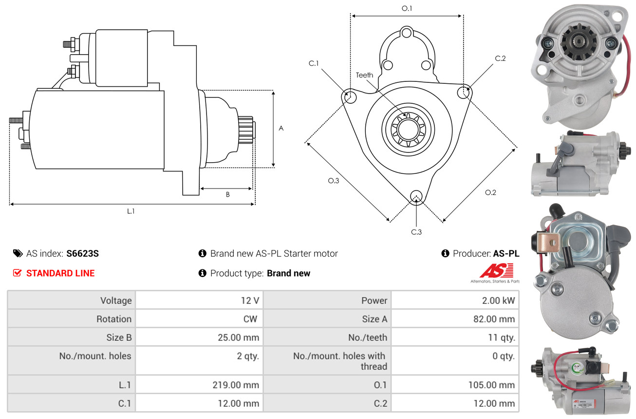Carbon Brush, starter - SB2002 AS-PL