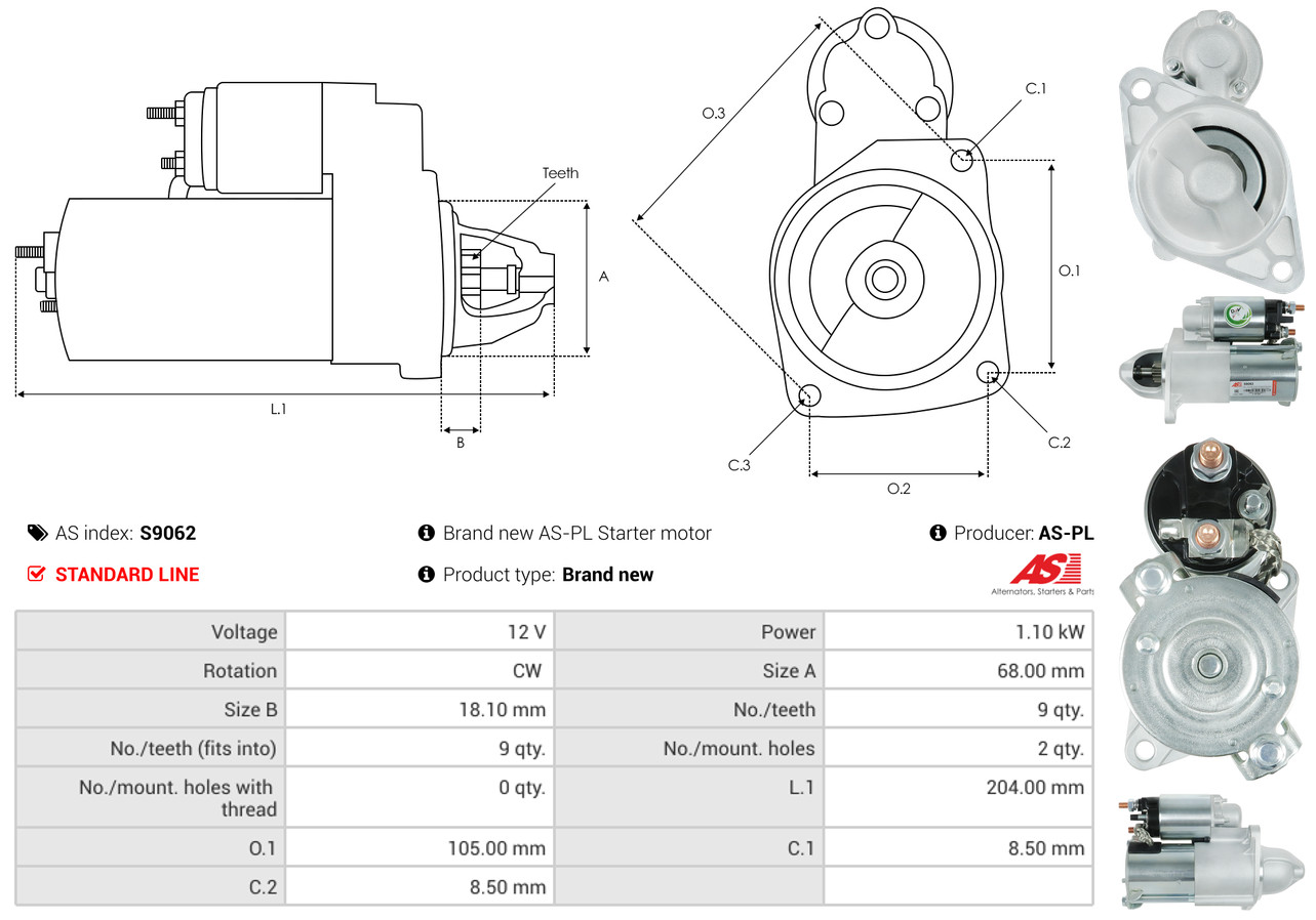 Starter - S9062 AS-PL