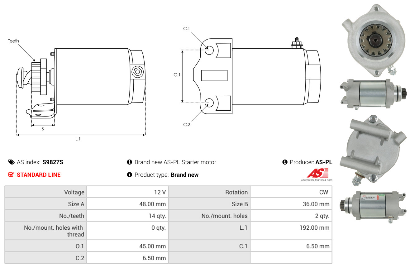 Freewheel Gear, starter - SD4037 AS-PL