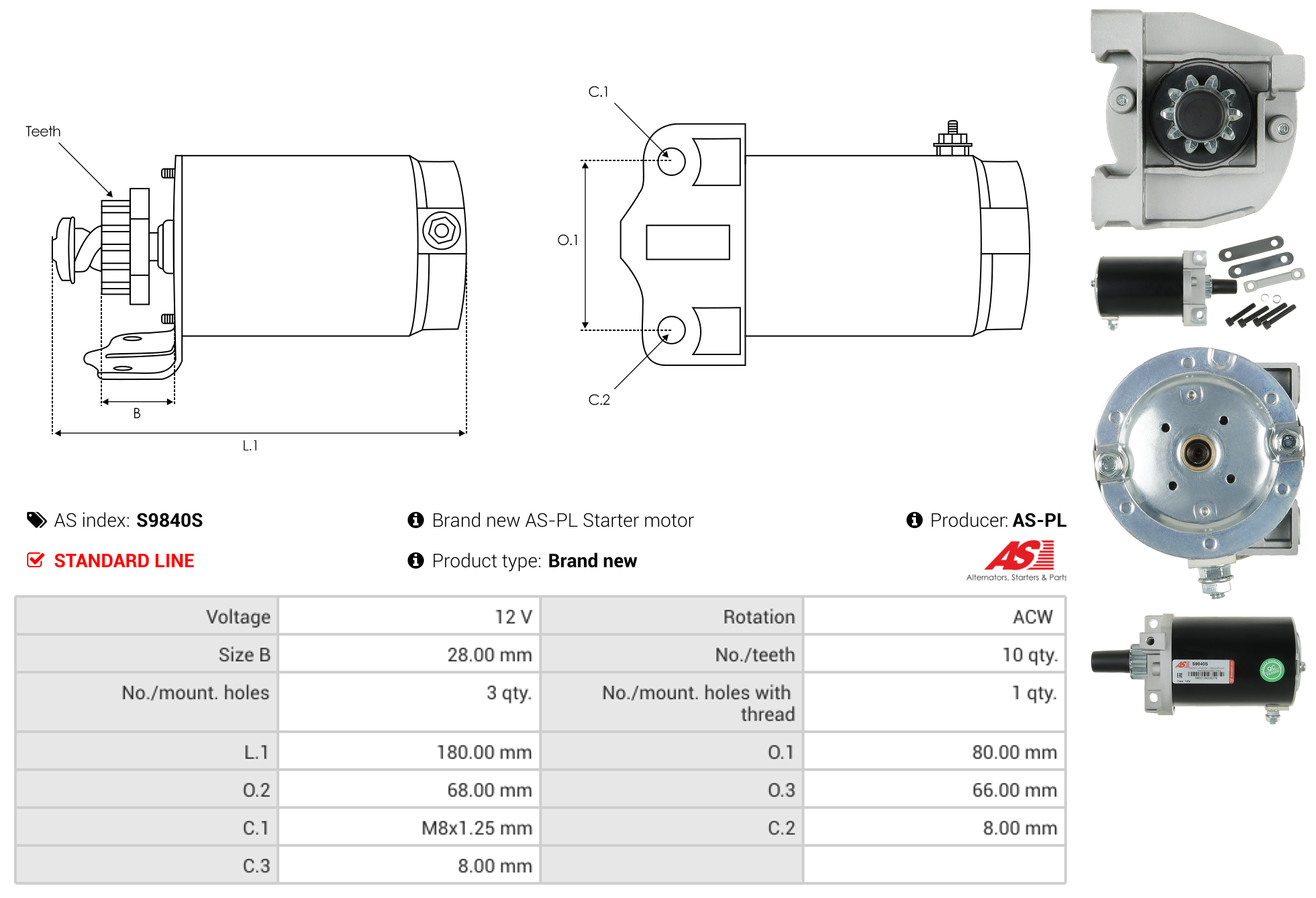 Привод с механизмом свободного хода, стартер - SD5004 AS-PL