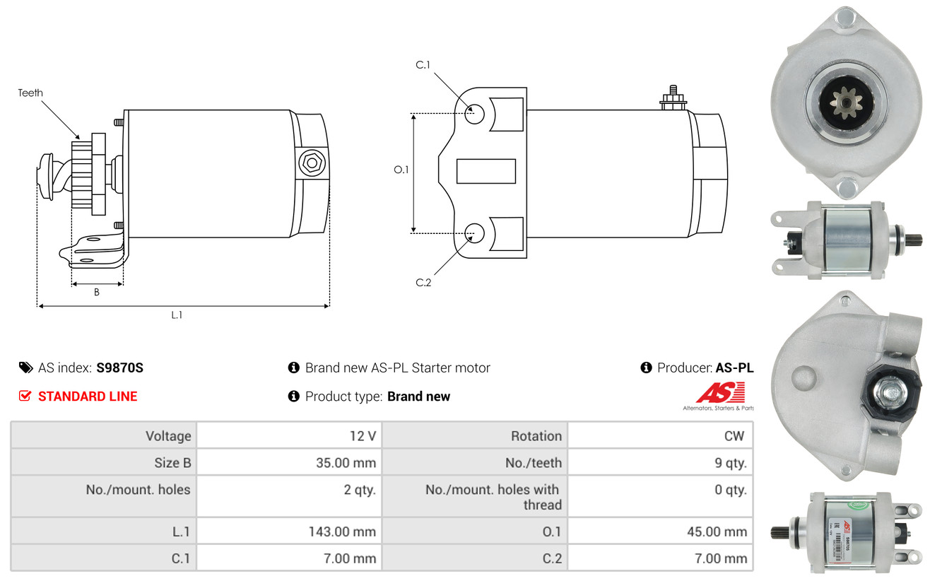 Freewheel Gear, starter - SD6024 AS-PL