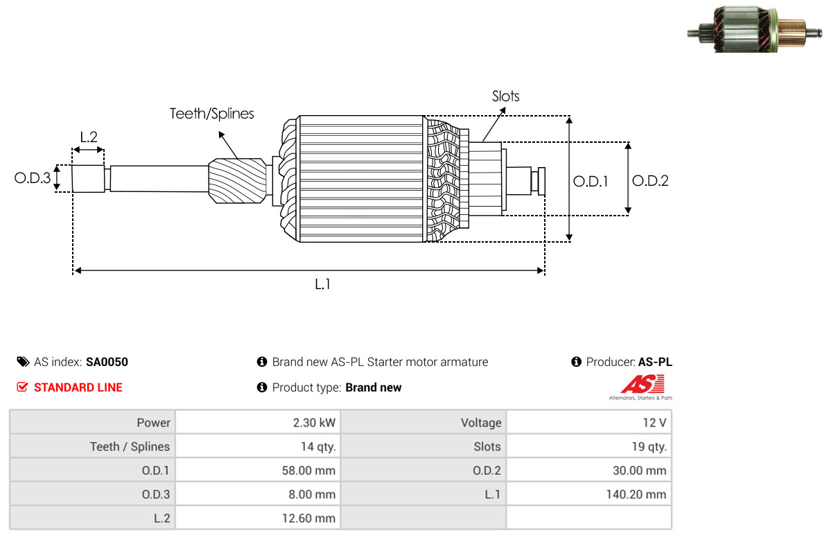 ankeris, starteris - SA0050 AS-PL