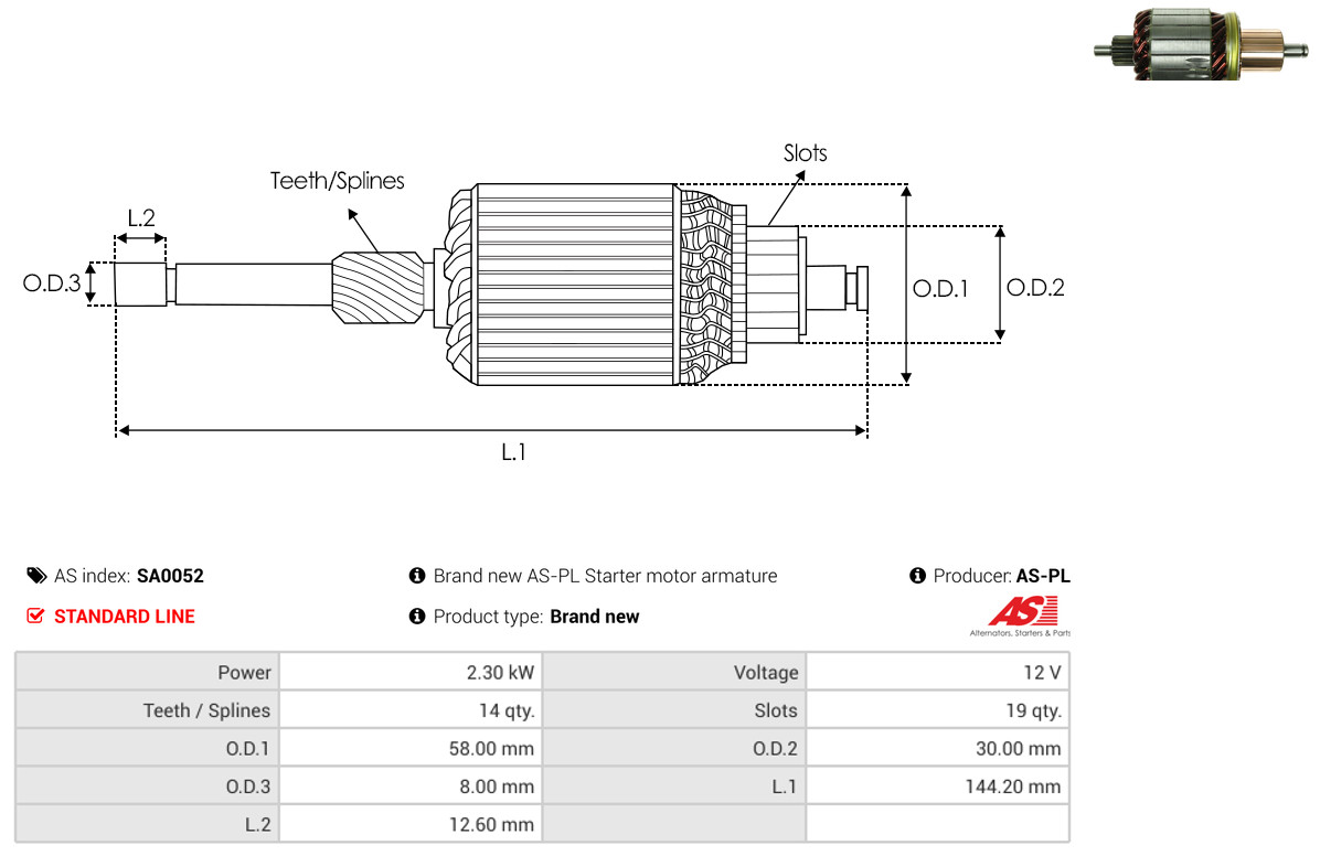 Anker, Starter - SA0052 AS-PL