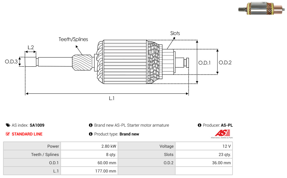 ankeris, starteris - SA1009 AS-PL