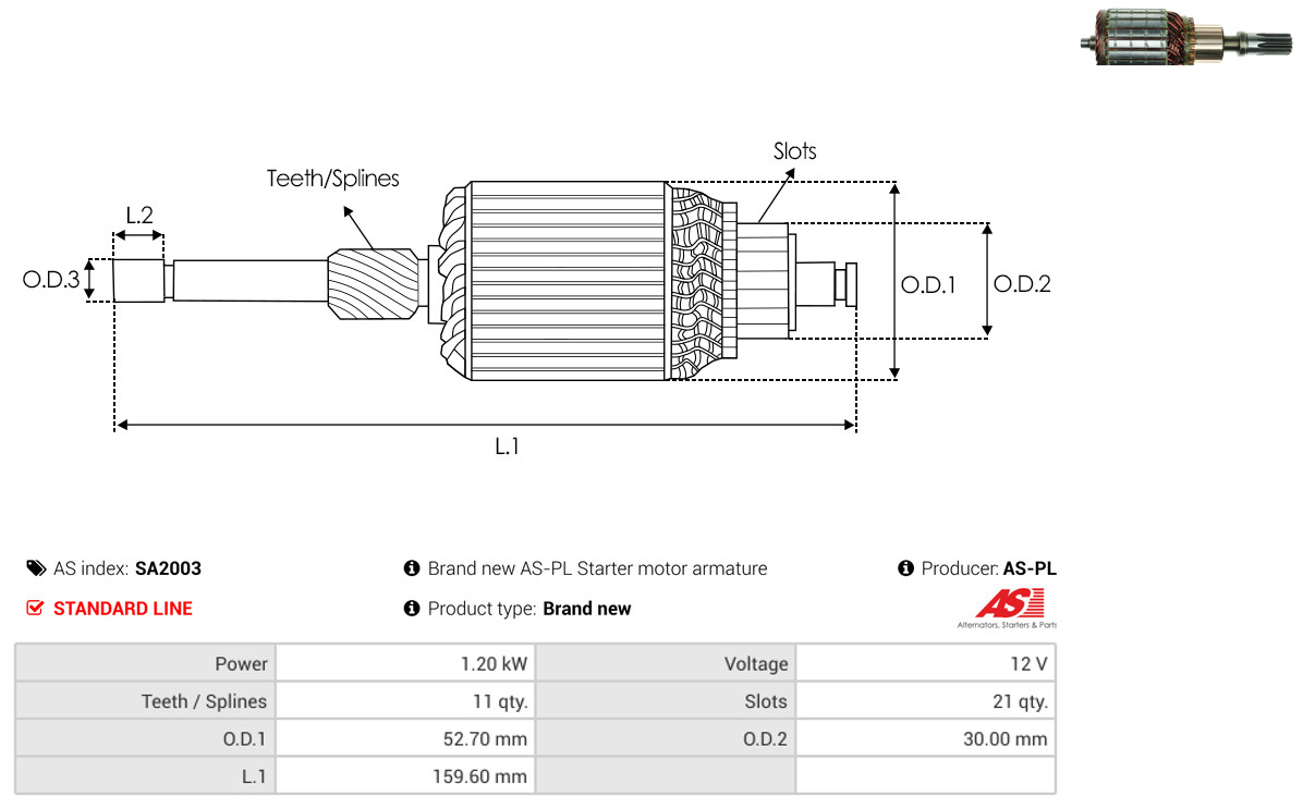 Armature, starter - SA2003 AS-PL
