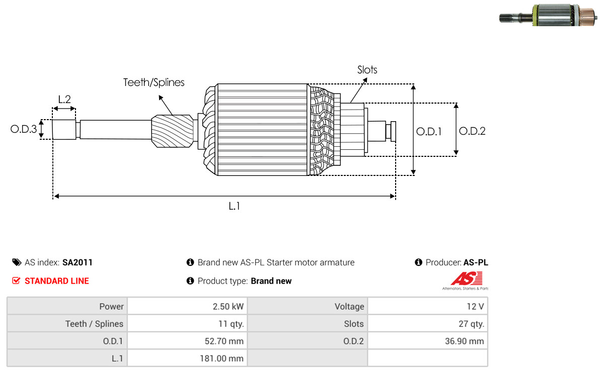 Armature, starter - SA2011 AS-PL