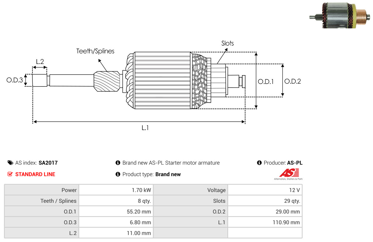 Armature, starter - SA2017 AS-PL