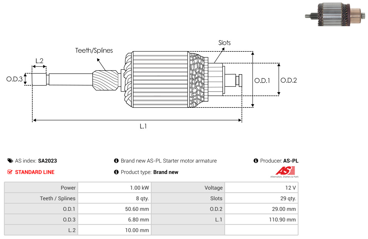 Armature, starter - SA2023 AS-PL