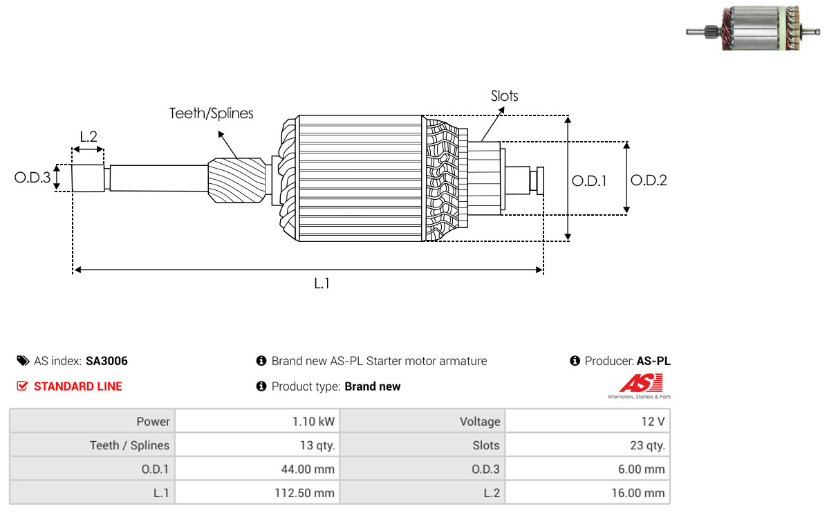 Armature, starter - SA3006 AS-PL
