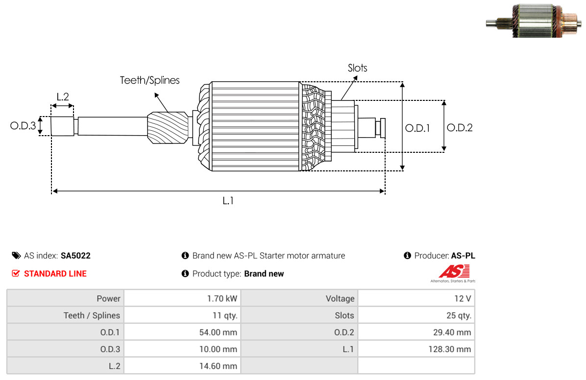 Armature, starter - SA5022 AS-PL