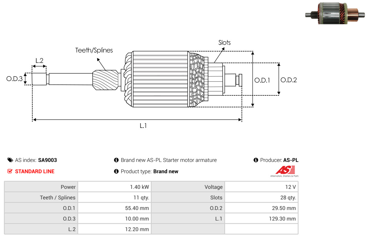 ankeris, starteris - SA9003 AS-PL