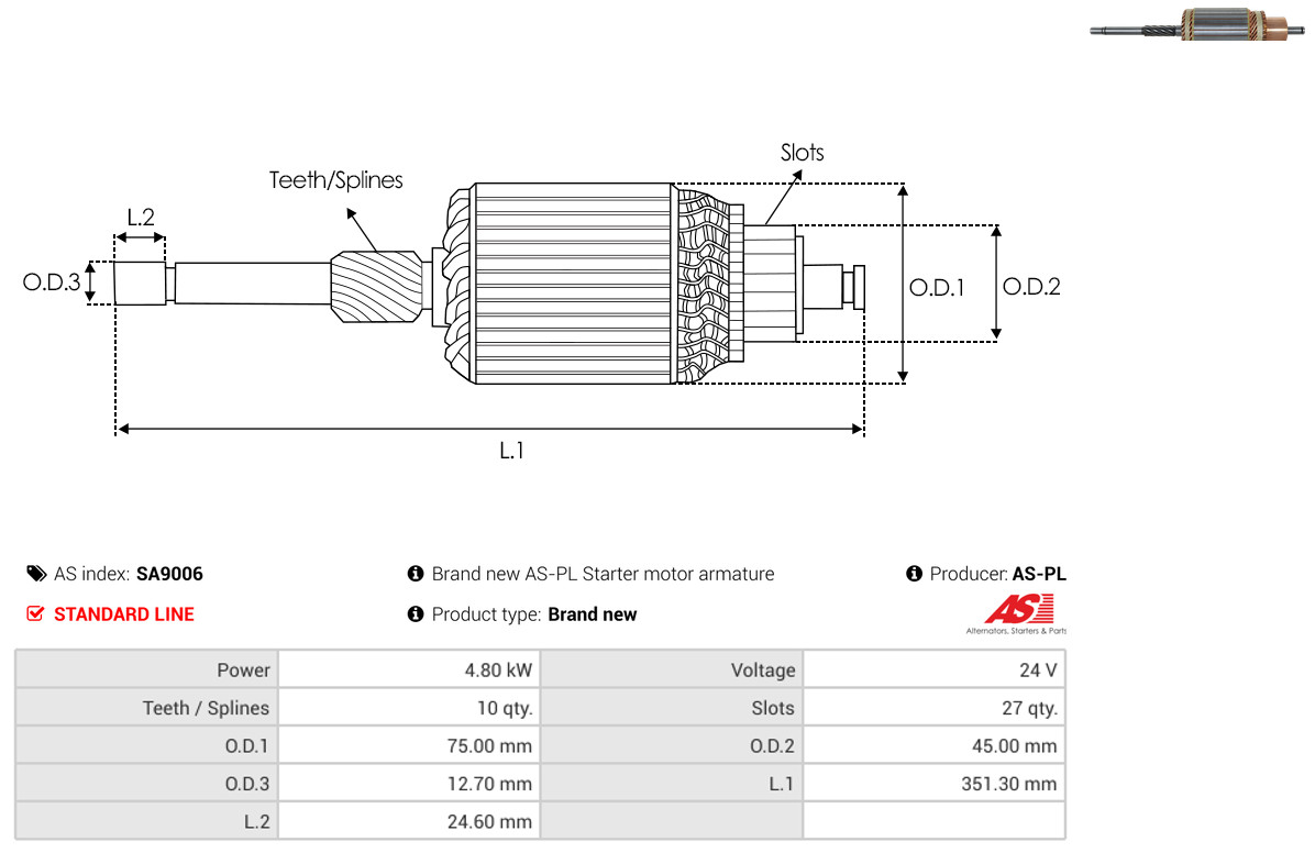 ankeris, starteris - SA9006 AS-PL