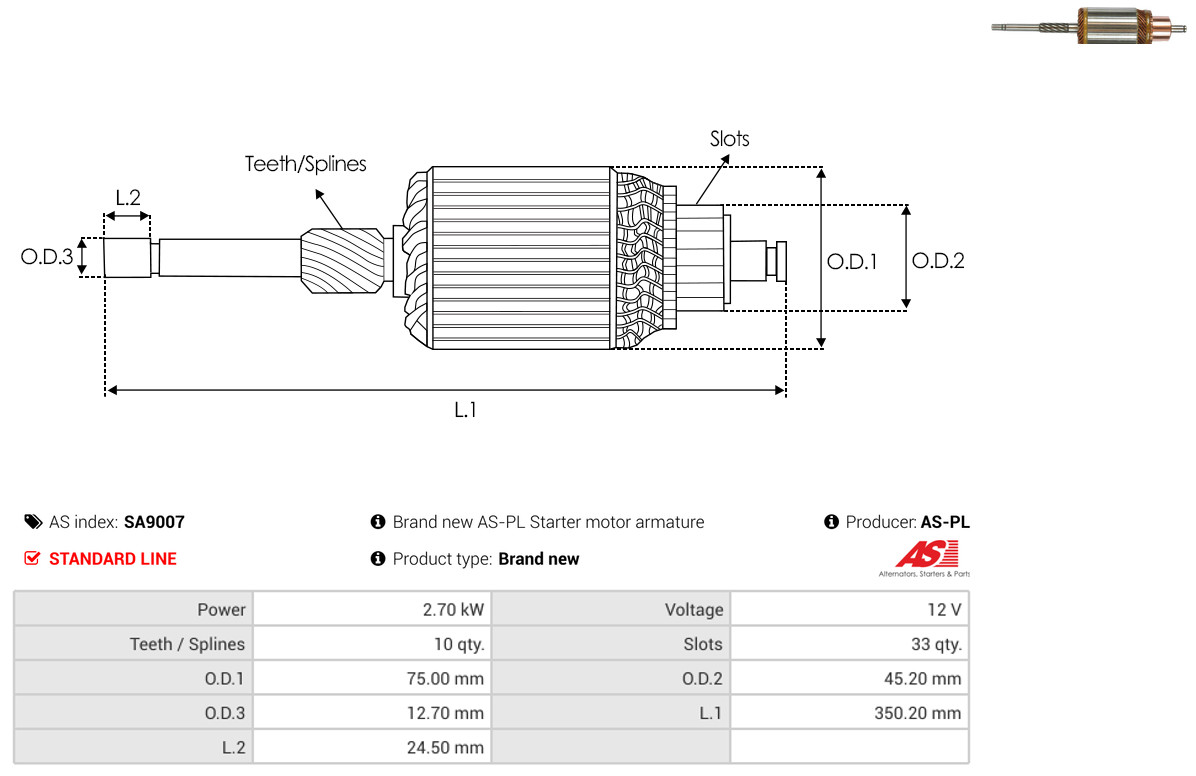 ankeris, starteris - SA9007 AS-PL