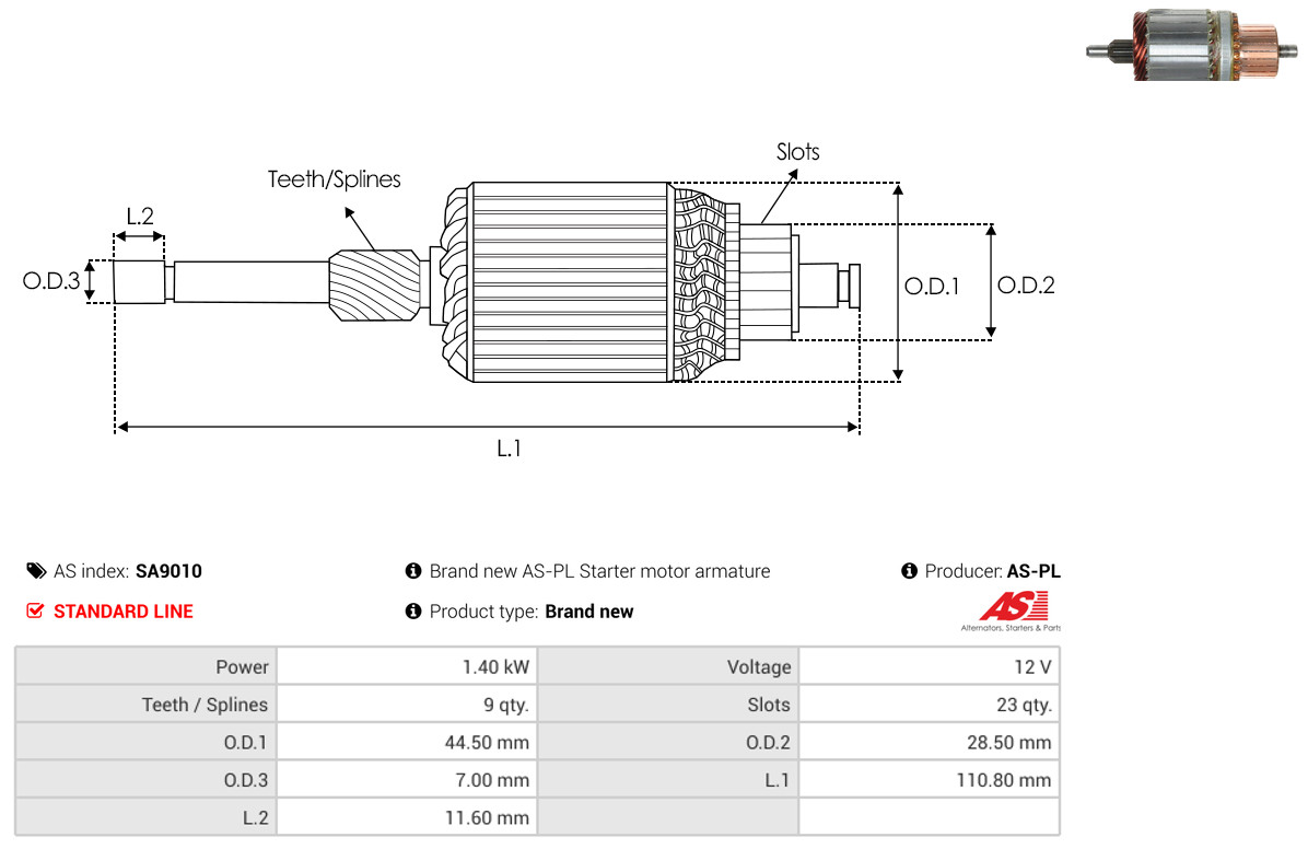 Armature, starter - SA9010 AS-PL