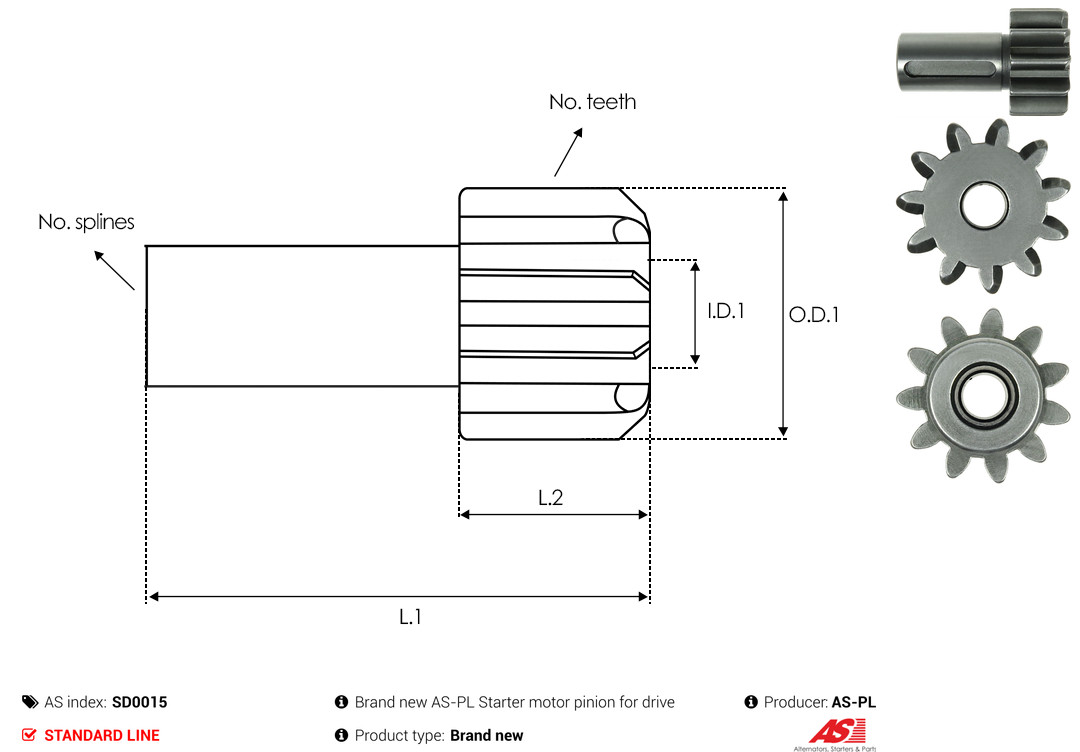Freewheel Gear, starter - SD0015 AS-PL