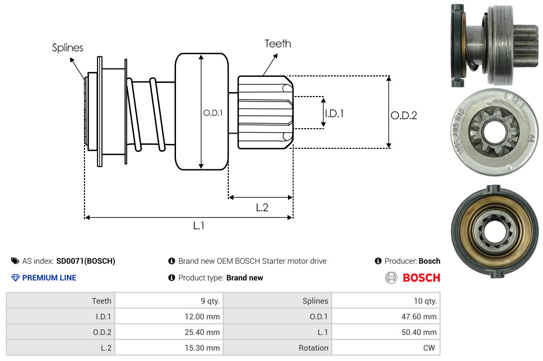 laisvos eigos pavara, starteris - SD0071(BOSCH) AS-PL