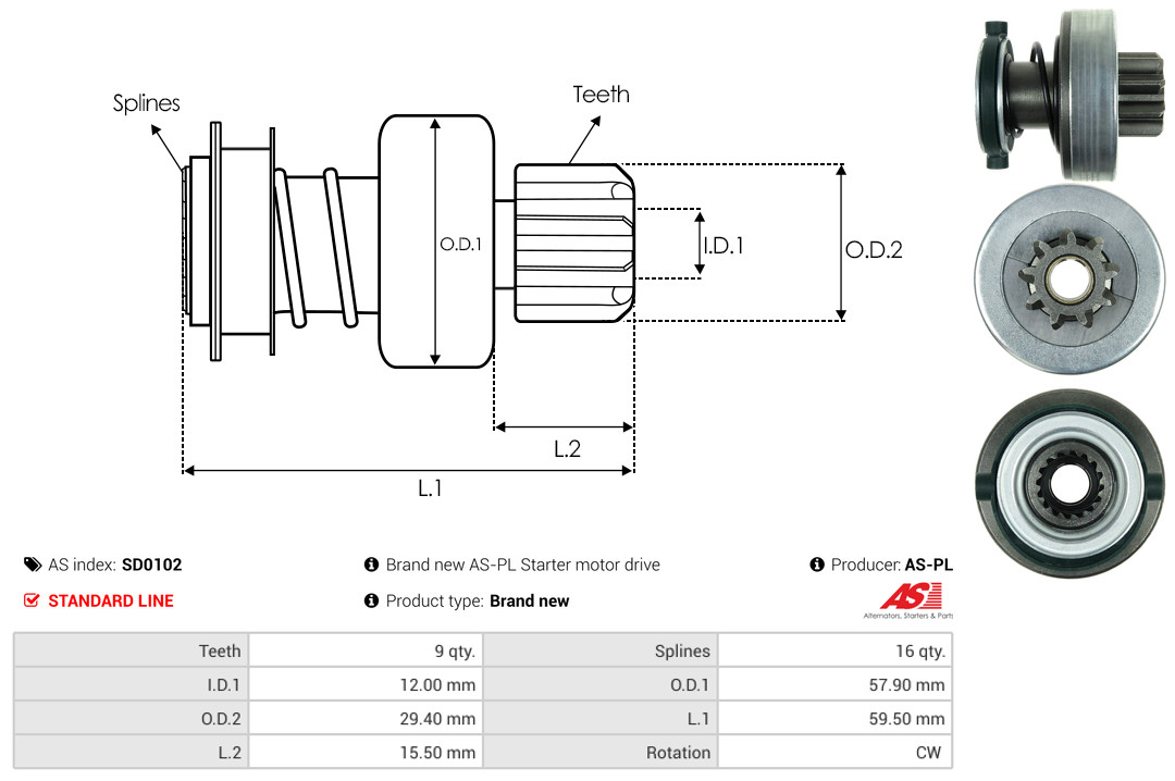 Freilaufgetriebe, Starter - SD0102 AS-PL