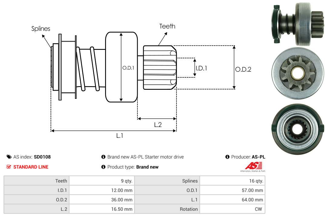 Freilaufgetriebe, Starter - SD0108 AS-PL