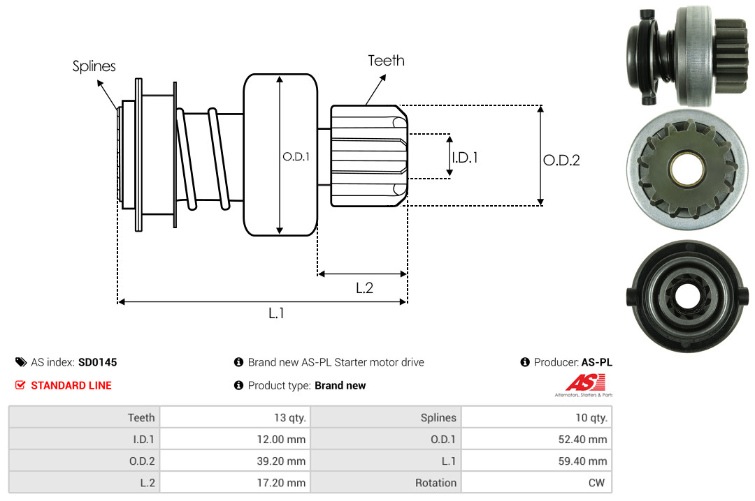 Freilaufgetriebe, Starter - SD0145 AS-PL