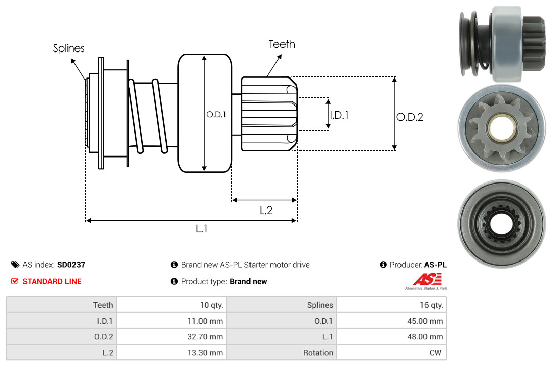 Freilaufgetriebe, Starter - SD0237 AS-PL