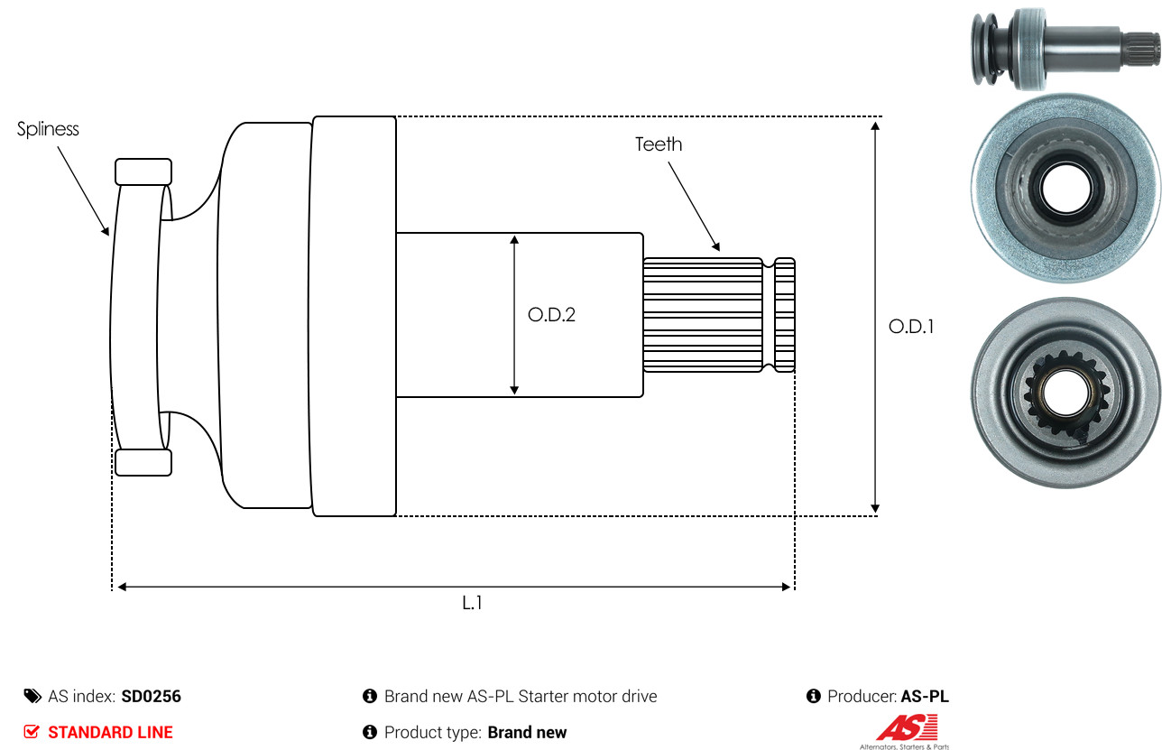 Freewheel Gear, starter - SD0256 AS-PL
