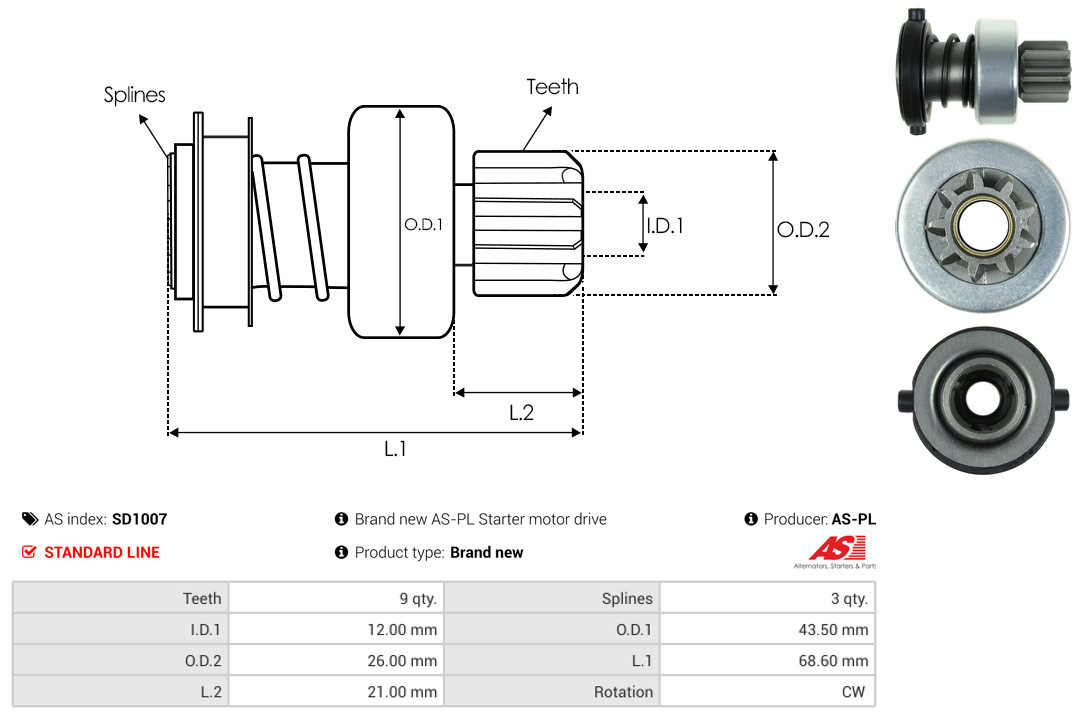 Freilaufgetriebe, Starter - SD1007 AS-PL