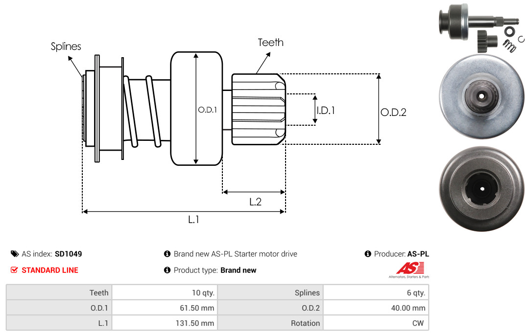 Freewheel Gear, starter - SD1049 AS-PL
