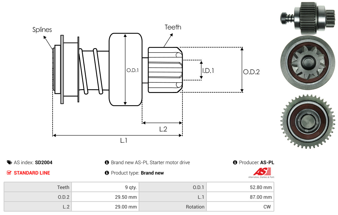 Freilaufgetriebe, Starter - SD2004 AS-PL