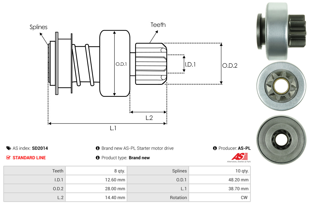 Freewheel Gear, starter - SD2014 AS-PL