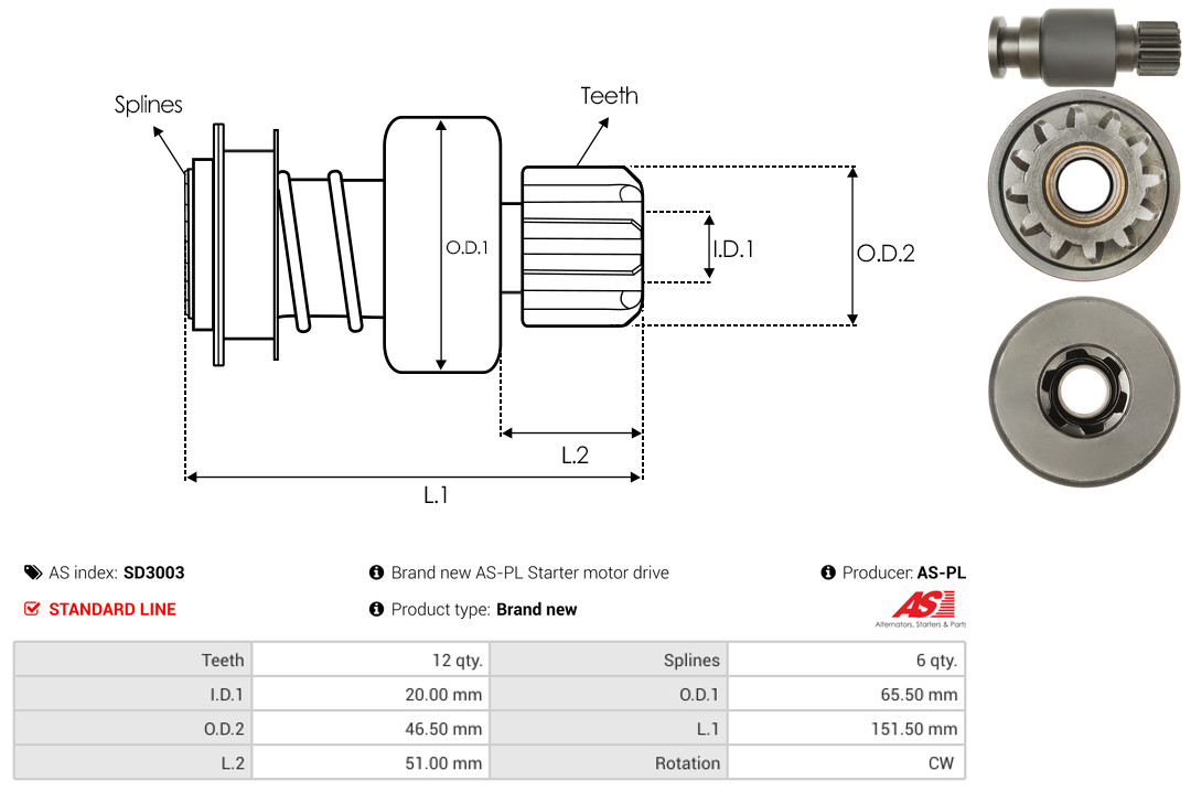 Freilaufgetriebe, Starter - SD3003 AS-PL