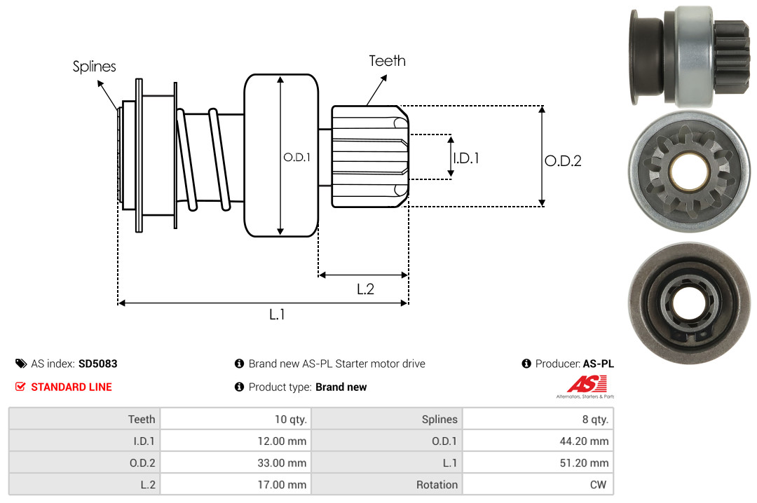 Freilaufgetriebe, Starter - SD5083 AS-PL
