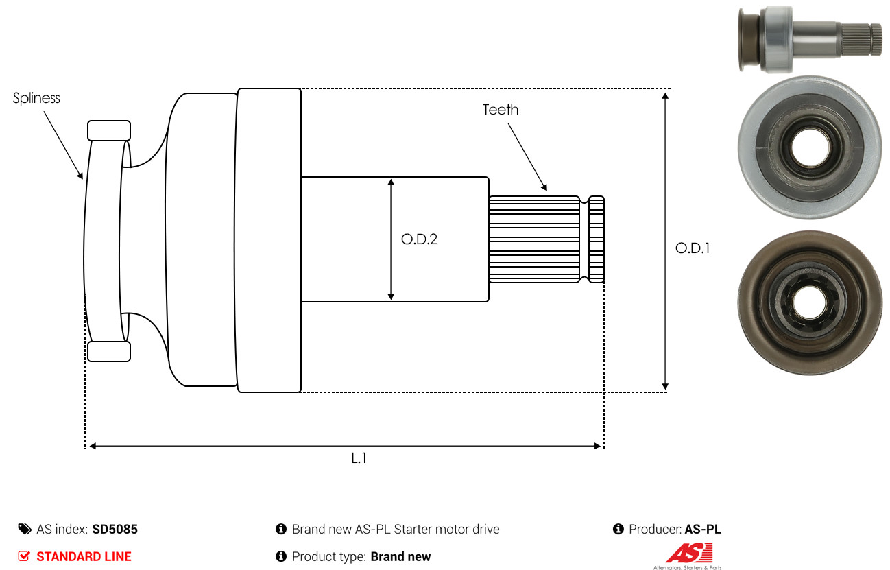 Freewheel Gear, starter - SD5085 AS-PL