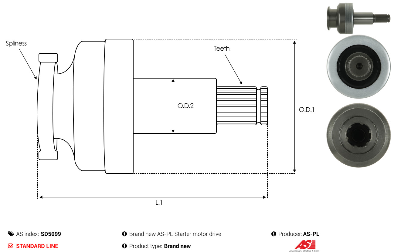 Freewheel Gear, starter - SD5099 AS-PL