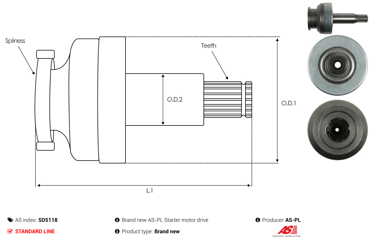 Freewheel Gear, starter - SD5118 AS-PL