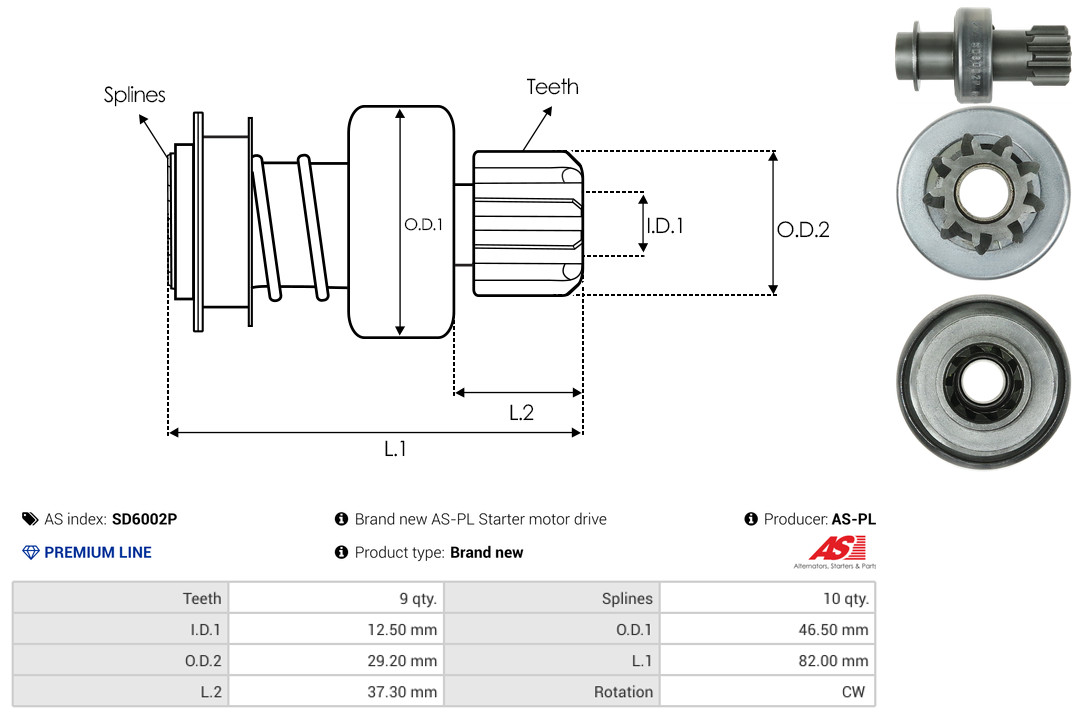 Freewheel Gear, starter - SD6002P AS-PL