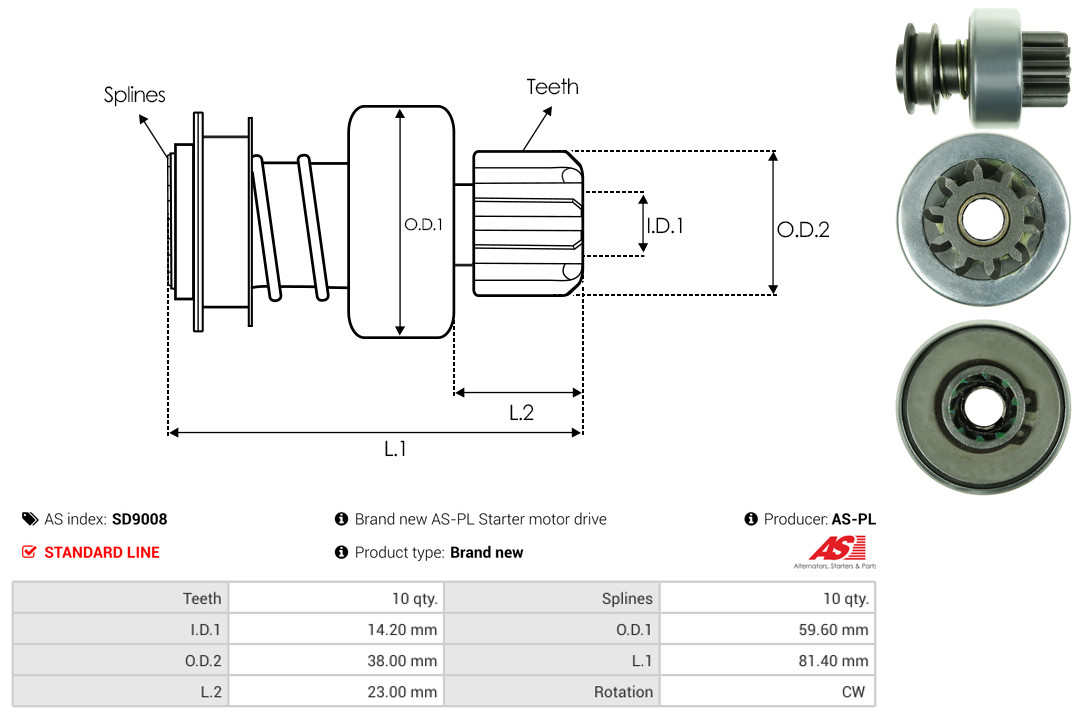 Carbon Brush, alternator - AB4005S AS-PL