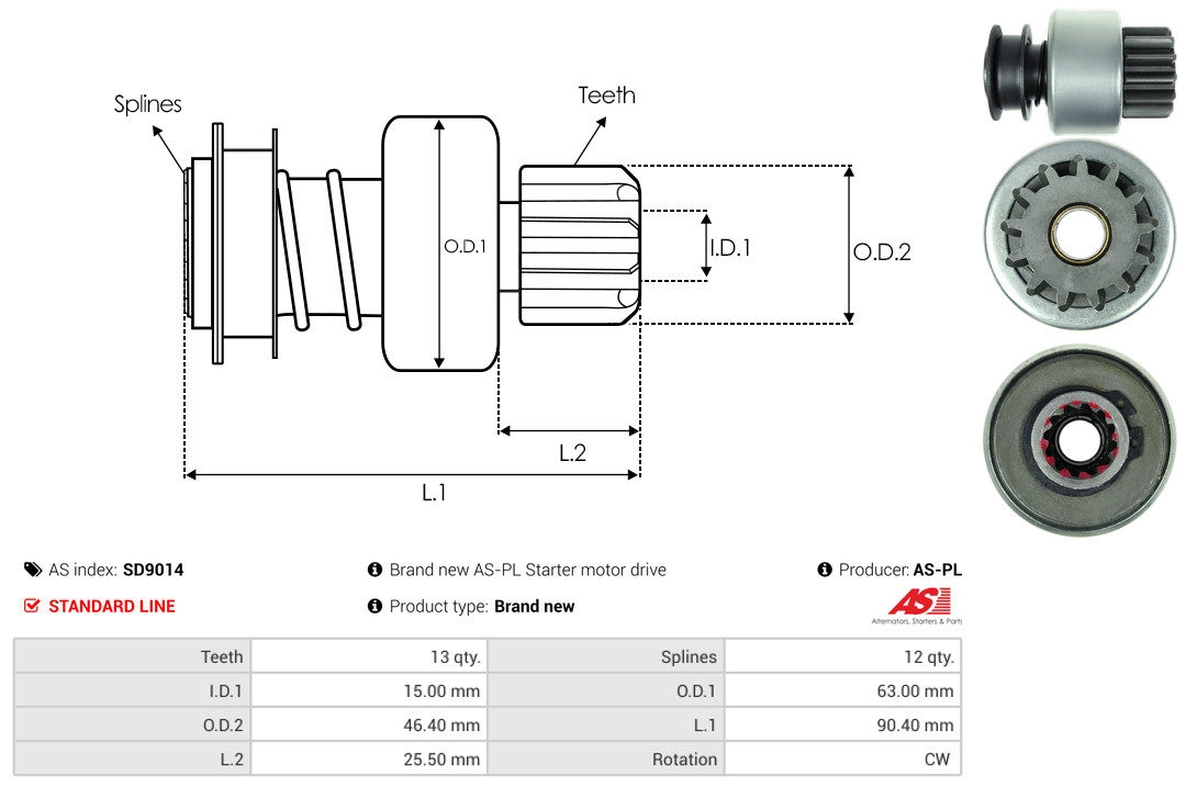 Freewheel Gear, starter - SD9014 AS-PL