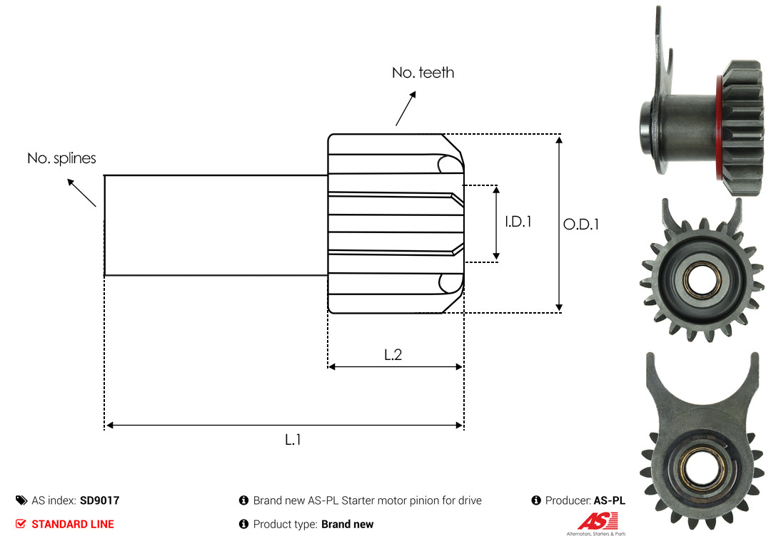 Freewheel Gear, starter - SD9017 AS-PL