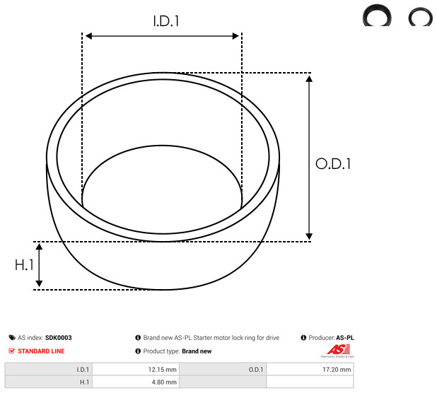 Repair Kit, starter - SDK0003 AS-PL