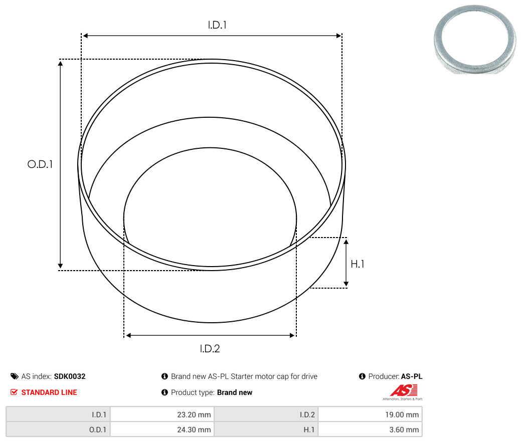 Repair Kit, starter - SDK0032 AS-PL