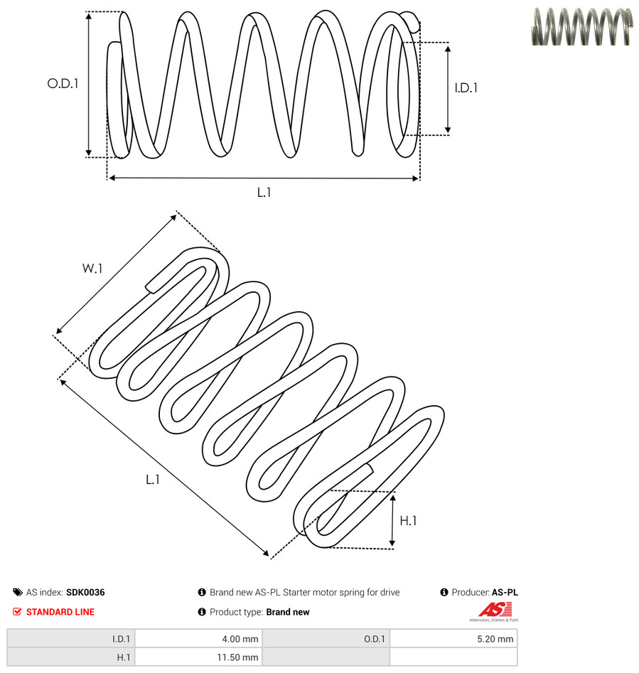 Repair Kit, starter - SDK0036 AS-PL