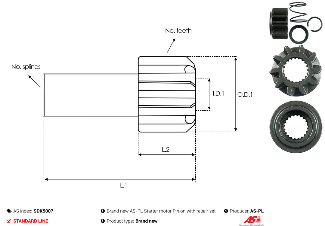 Repair Kit, starter - SDK5007 AS-PL