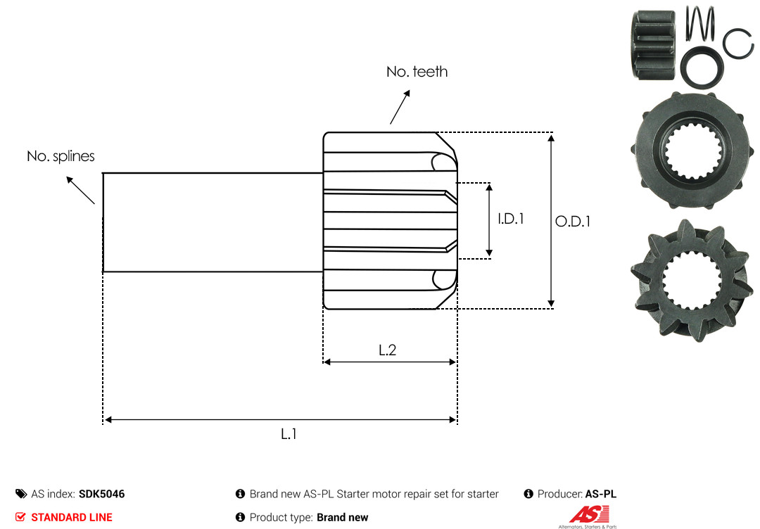 Repair Kit, starter - SDK5046 AS-PL