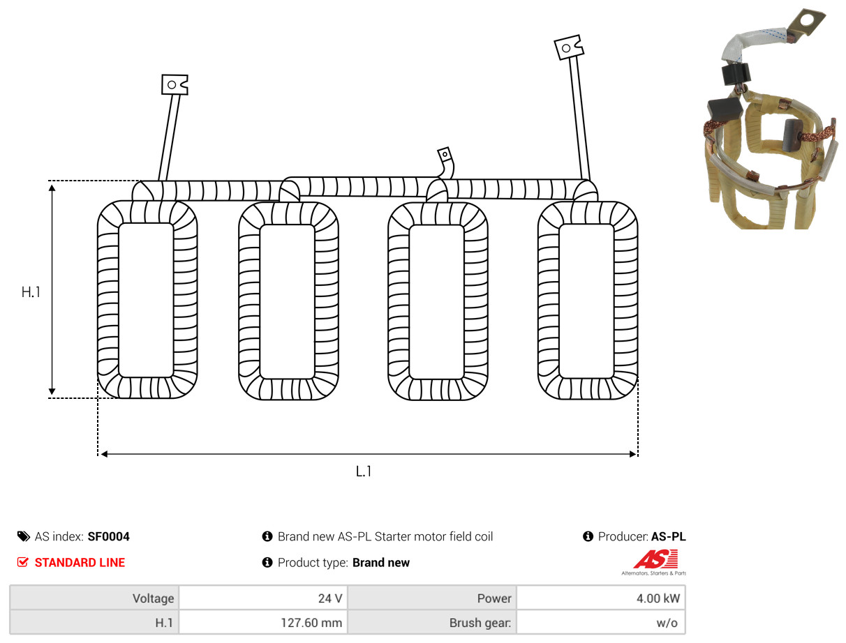 Field Winding, starter - SF0004 AS-PL