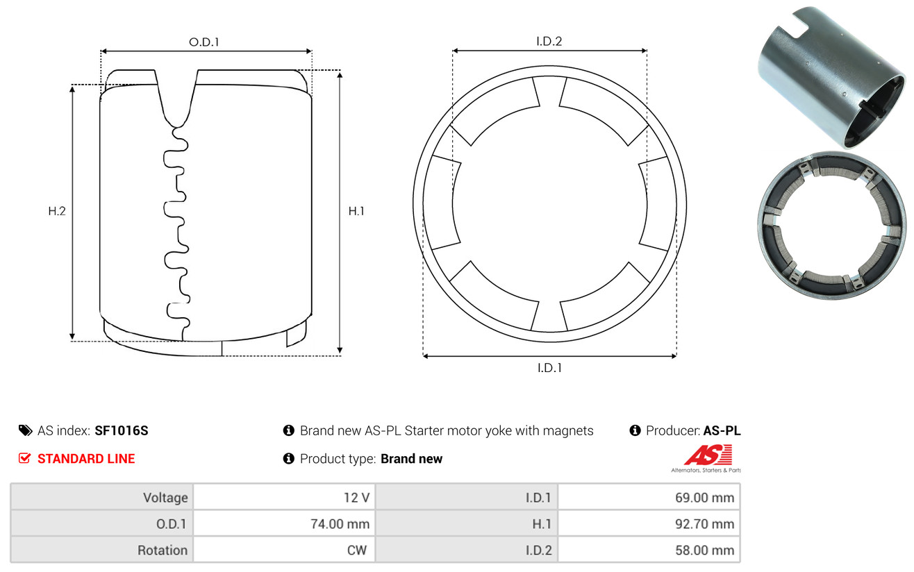 Avvolgimento d'eccitazione Motorino avviamento - SF1016S AS-PL