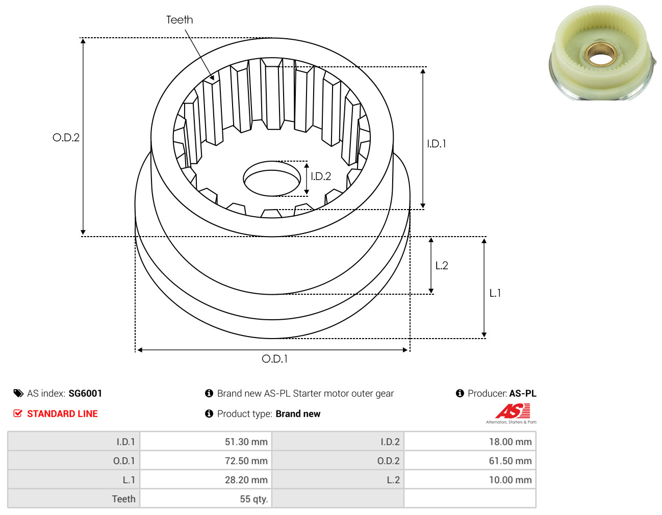 Kit riparazione, Motorino avviamento - SG6001 AS-PL