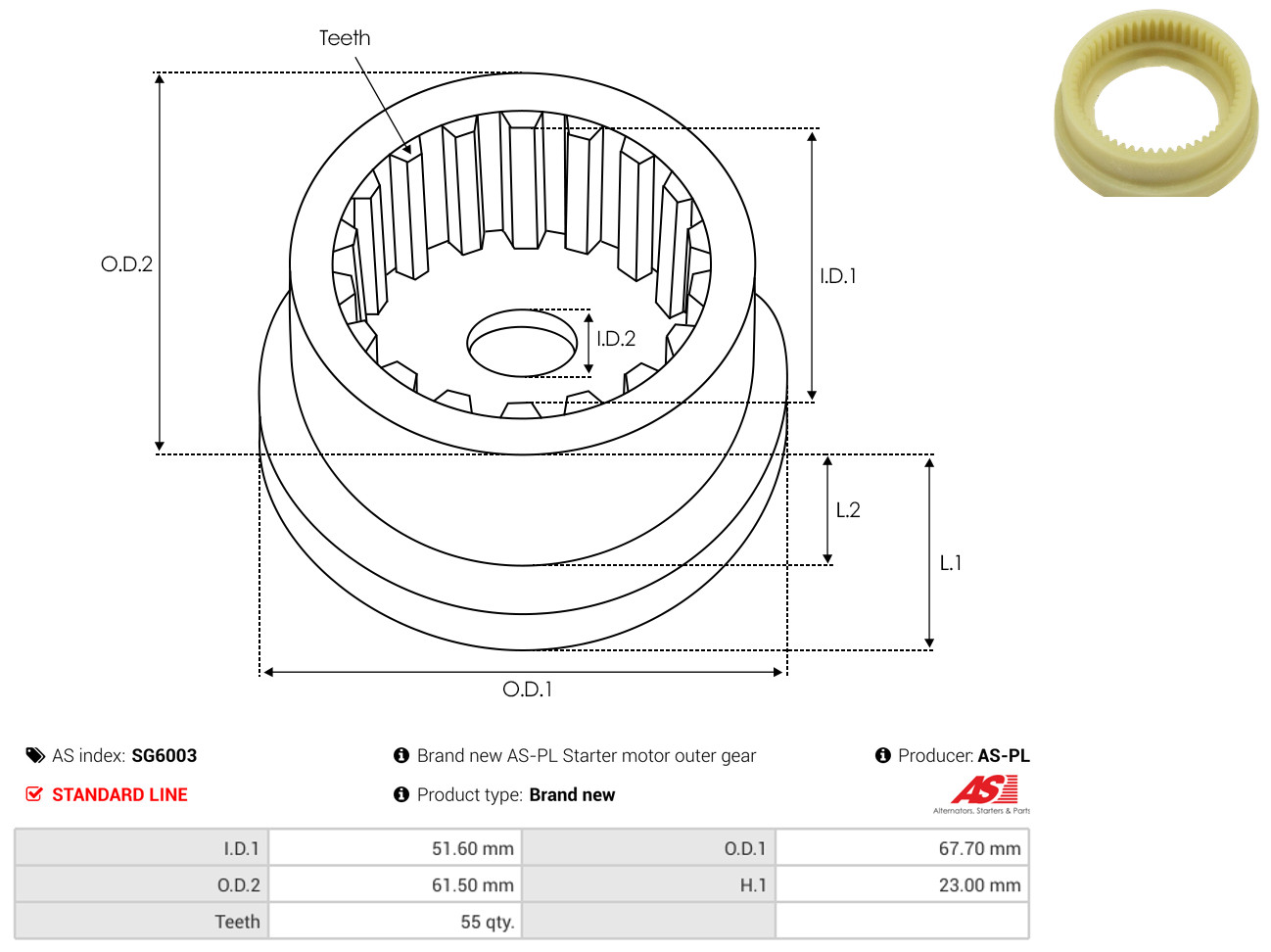 Kit riparazione, Motorino avviamento - SG6003 AS-PL